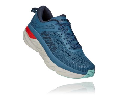 Hoka One One Bondi 7 - Pantofi Mers Barbati Turcoaz | RO-96lV6pw